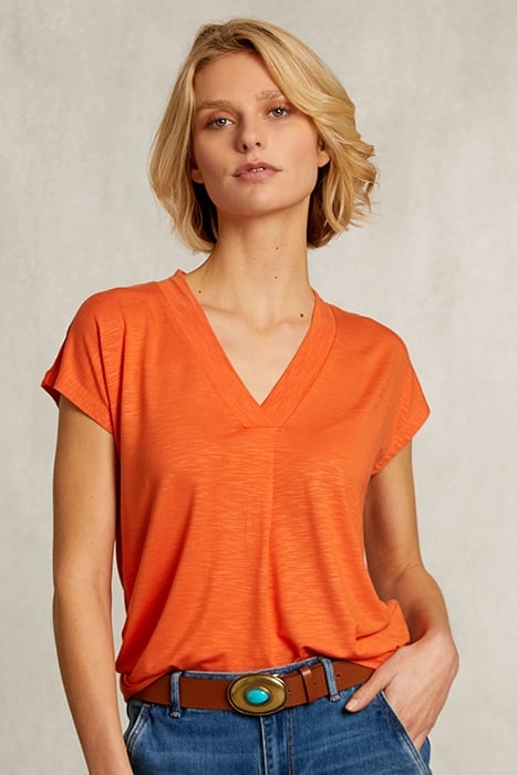 ORANGE V-NECK T-SHRIRT SHORT SLEEVES ORANGE 1