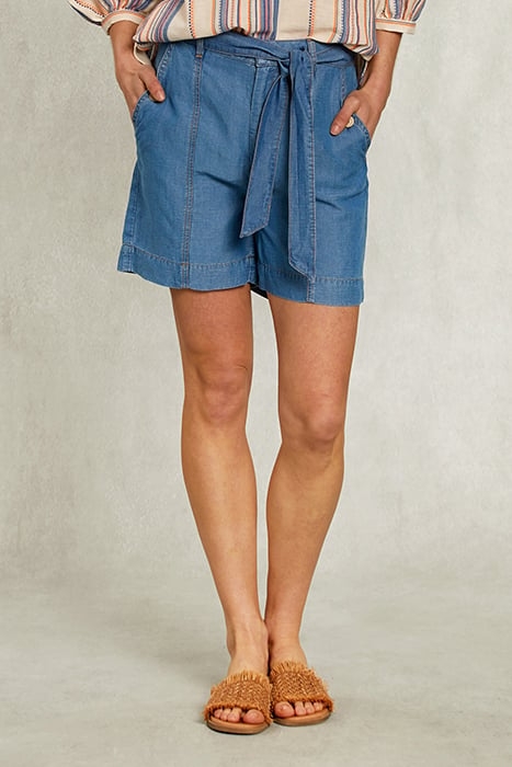 BLUE LINEN SHORT WITH BELT DENIM 1