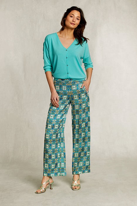 BLUE-GREEN V-NECK CARDIGAN 3