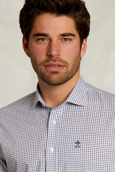 CUSTOM FIT DOTTED SHIRT MULTI BLUE 4