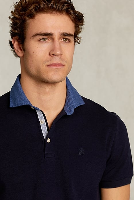 CUSTOM FIT COTTON POLO NAVY BLUE 4