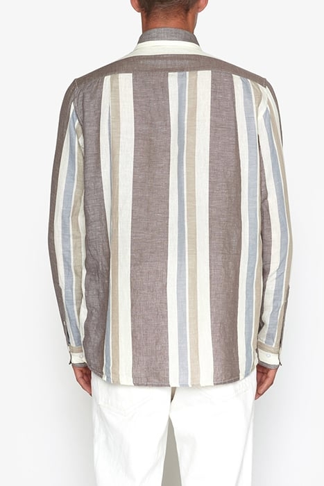 GINOSI LINEN WIDE STRIPE BLUE MIRAGE 2