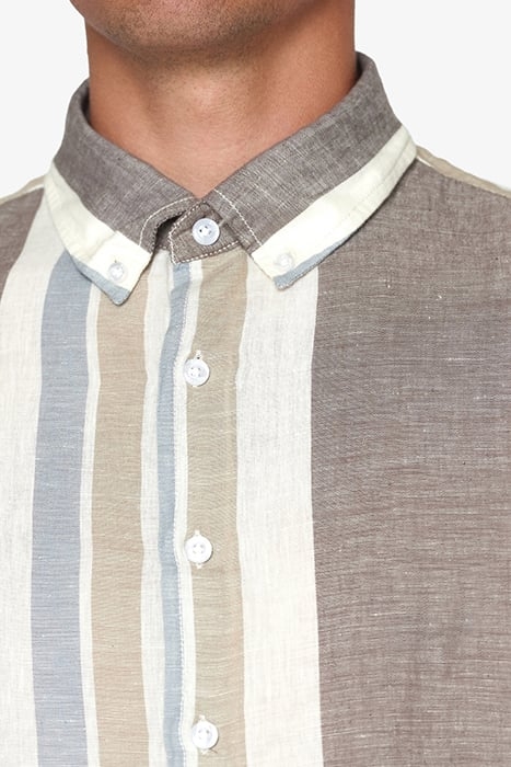 GINOSI LINEN WIDE STRIPE BLUE MIRAGE 6