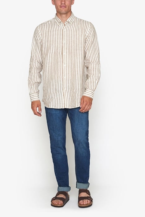 GREGSI LINEN STRIPE BROWN LION 3