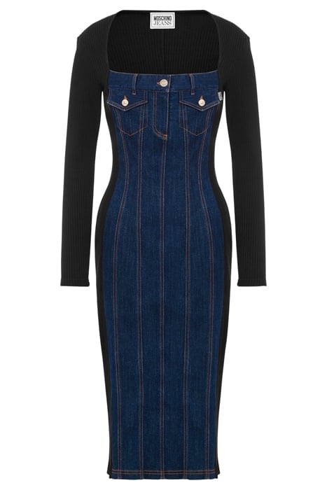 RECYCLED COTTON AND DENIM DRESS BLACK 3