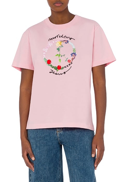 FLORAL PEACE SIGN T-SHIRT PINK 1