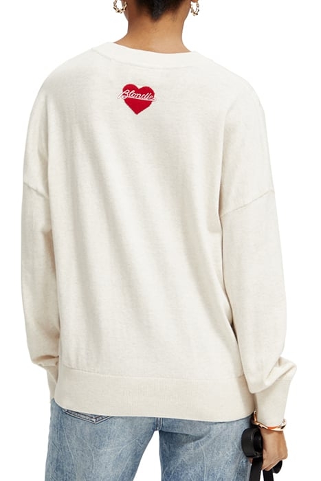 BLONDIE INTARSIA PULLOVER ECRU MELANGE 2