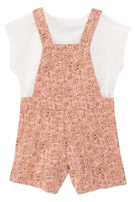 BABY GIRLS’ ECRU T-SHIRT AND PRINTED DUNGAREES OUTFIT 2