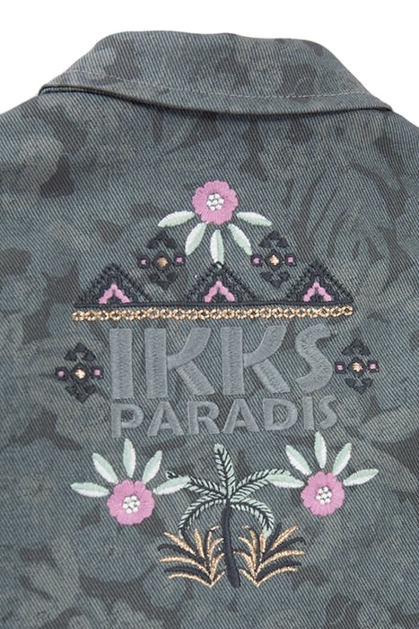 BABY GIRLS’ KHAKI DENIM SAFARI JACKET, XL FLOWERS 7