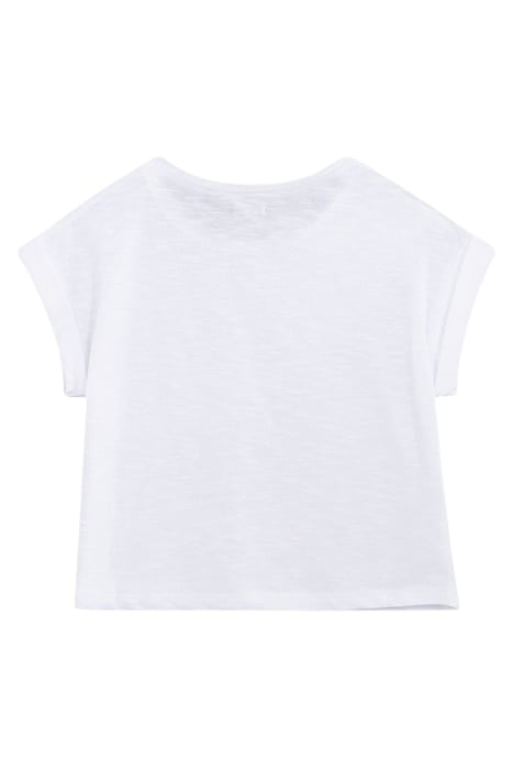 GIRLS' WHITE ORGANIC COTTON T-SHIRT, HEART LEOPARD IMAGE 2