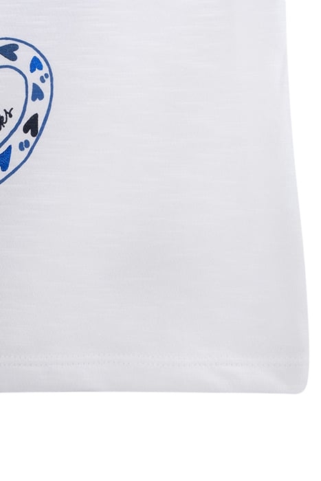 GIRLS' WHITE ORGANIC COTTON T-SHIRT, HEART LEOPARD IMAGE 5