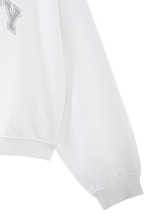 GIRLS' OFF-WHITE SWEATSHIRT WITH SILVER GLITTER SLOGAN 5