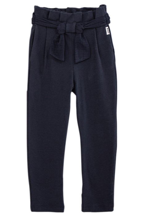 GIRLS' NAVY ORGANIC COTTON KNIT TROUSERS WITH BELT TO TIE 1