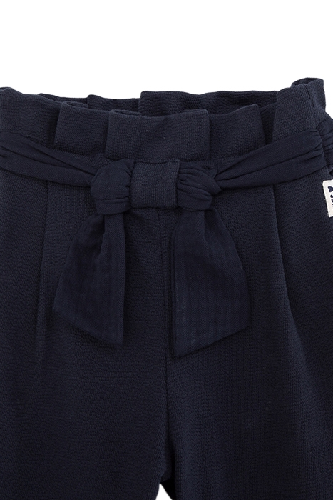 GIRLS' NAVY ORGANIC COTTON KNIT TROUSERS WITH BELT TO TIE 3