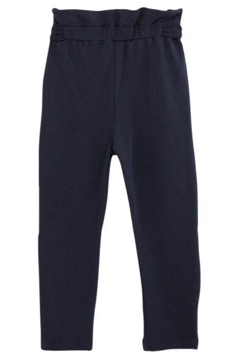 GIRLS' NAVY ORGANIC COTTON KNIT TROUSERS WITH BELT TO TIE 2