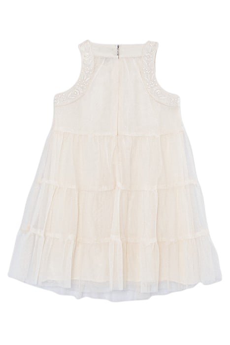 GIRLS’ ECRU DRESS WITH EMBROIDERED BRAID TULLE 2