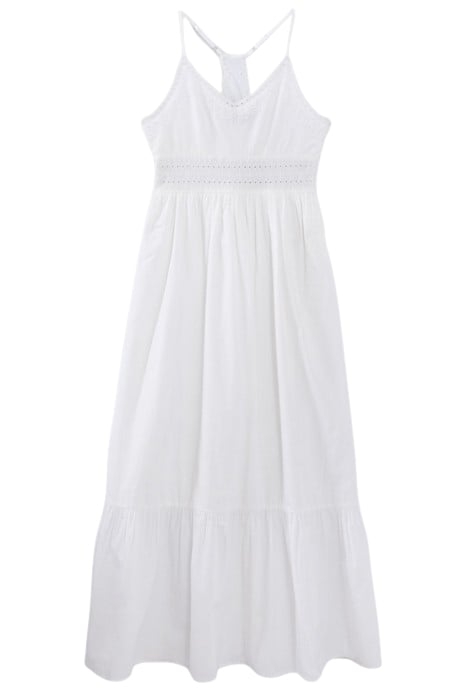 GIRLS’ WHITE LONG DRESS WITH EYELET EMBROIDERY DETAILS 1