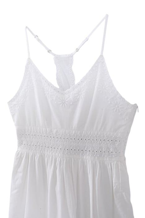 GIRLS’ WHITE LONG DRESS WITH EYELET EMBROIDERY DETAILS 3