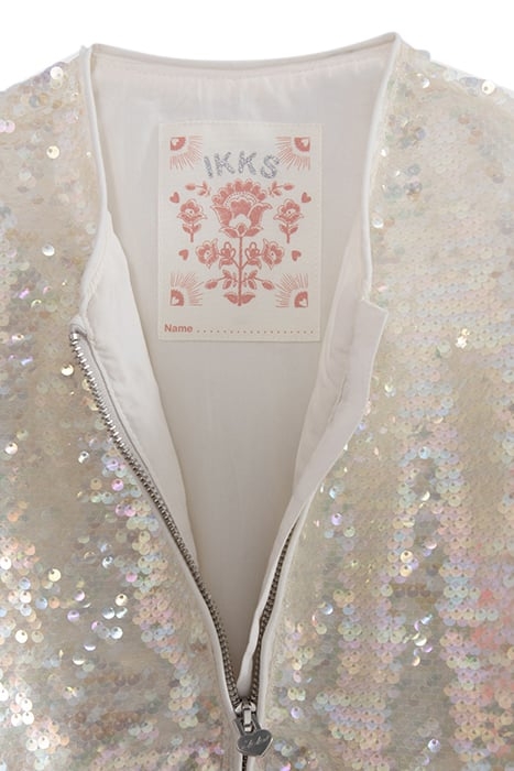 GIRLS’ ECRU BOMBER JACKET, IRIDESCENT SEQUIN EMBROIDERY 5