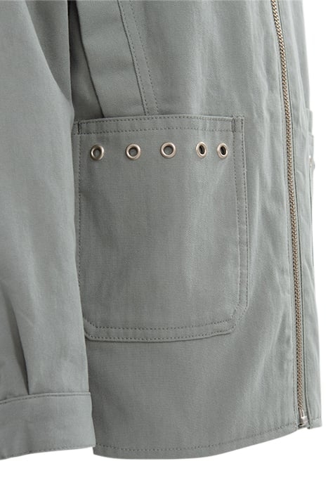 GIRLS' KHAKI ORGANIC COTTON PARKA, EMBROIDERED SLOGAN BACK 5