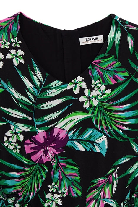 GIRLS’ BLACK DRESS WITH TROPICAL PRINT 3