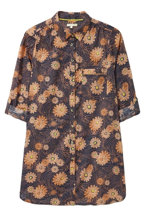 CARRIE LONGLINE SHIRT ORANGE PRINT 2