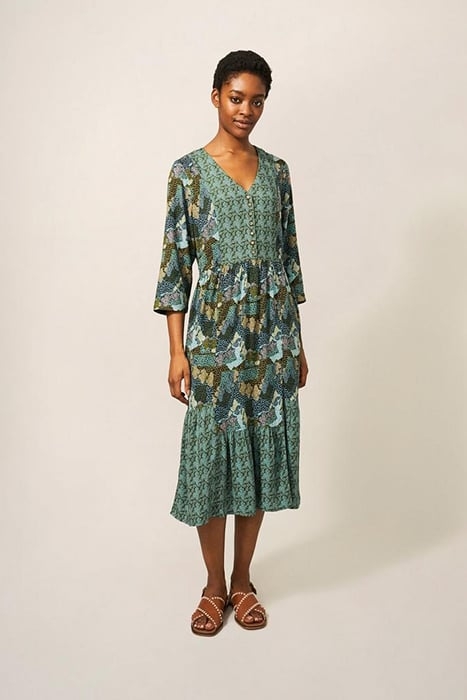 NORAH MIDI DRESS GREEN MULTI 2