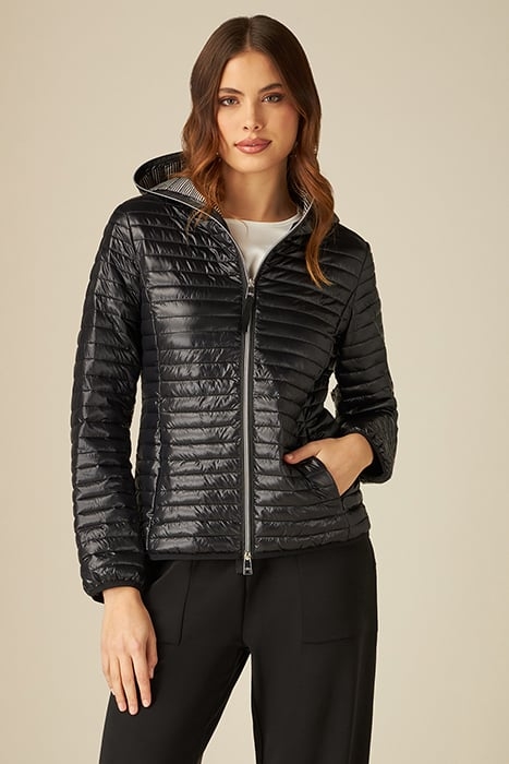 LIGHTWEIGHT DOWN JACKET WITH STRIPED LINING BLACK 1