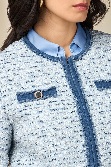 TWEED AND DENIM BOXY JACKET BLUE 4