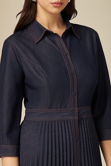 DENIM DRESS WITH PLEATED SKIRT BLUE 5