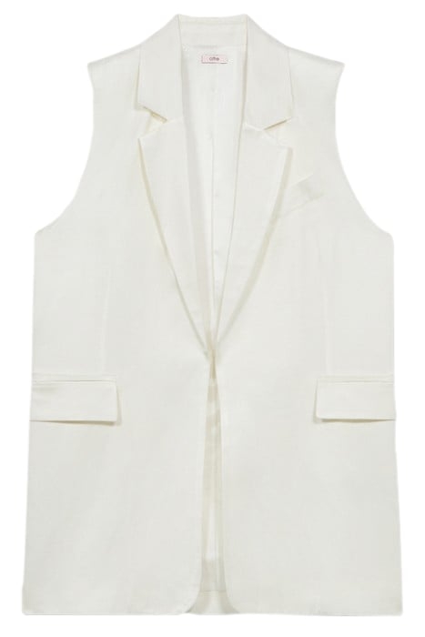 LONG LINEN BLEND WAISTCOAT WHITE 3