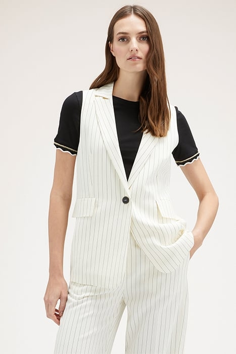 STRIPED LONG FLOWING WAISTCOAT WHITE 1