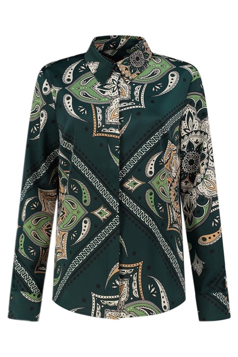 LOREN MANDALA BLOUSE PINE GREEN 1