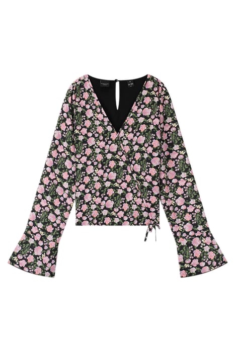 V-NECK TOP BLACK/MULTI COLOR 1