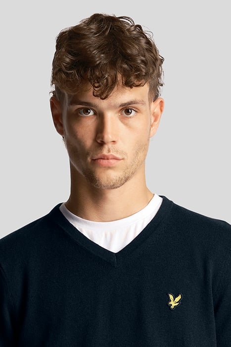 COTTON MERINO V NECK JUMPER DARK NAVY 5