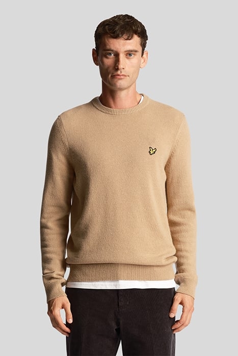 CREW NECK LAMBSWOOL BLEND JUMPER CAIRNGORN KHAKI MARL 1