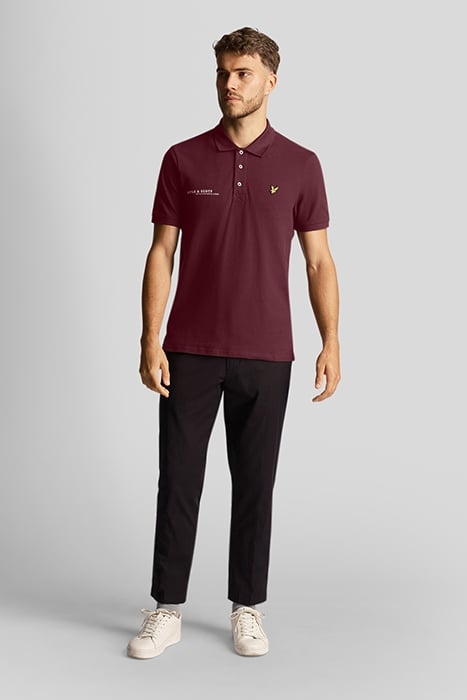 CO-ORDINATE PRINT PLAIN POLO SHIRT BURGUNDY 3