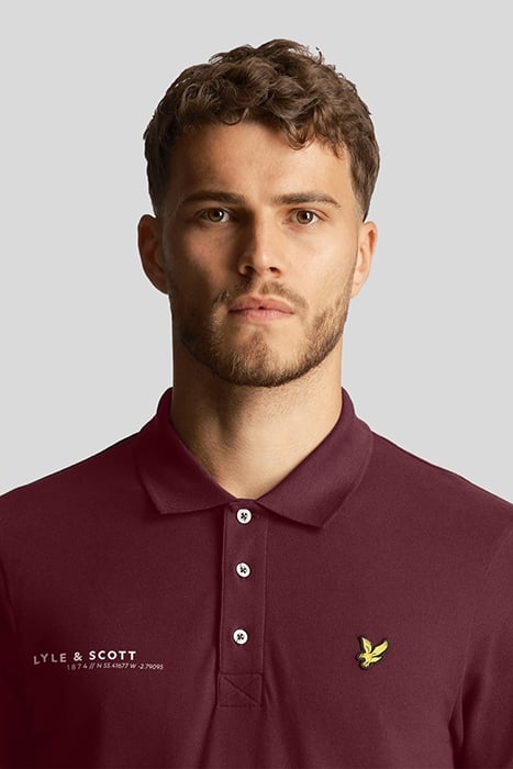 CO-ORDINATE PRINT PLAIN POLO SHIRT BURGUNDY 5