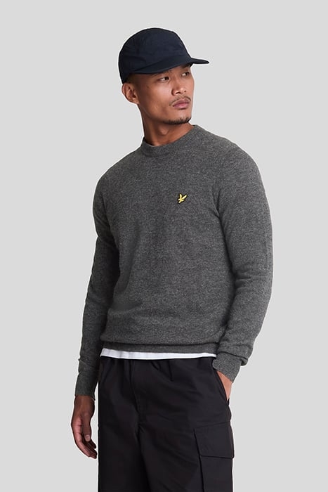 LAMBSWOOL BLEND CREW NECK JUMPER CHARCOAL MARL 1
