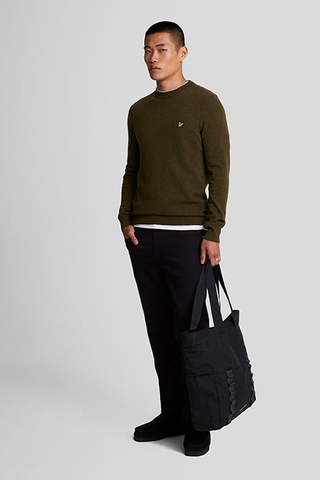 LAMBSWOOL BLEND CREW NECK JUMPER OLIVE MARL 3