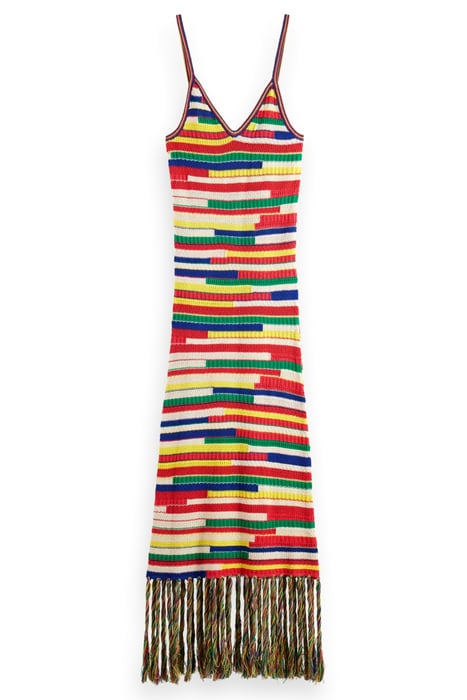 MULTICOLOURED INTARSIA KNITTED DRESS MULTI STRIPE 3