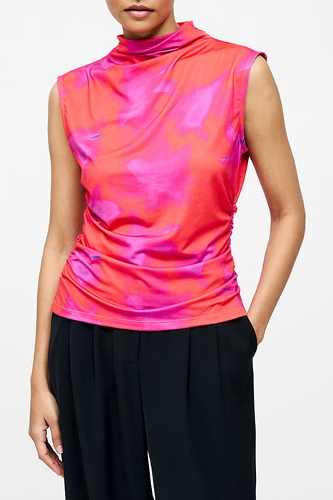 CHRISTY RUCHED SLEEVELESS TOP RASPBERRY SORBET MLT 1