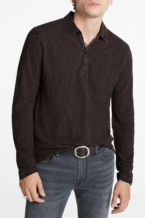 ADAM LS POLO IN FREEFORM DARK BROWN 1