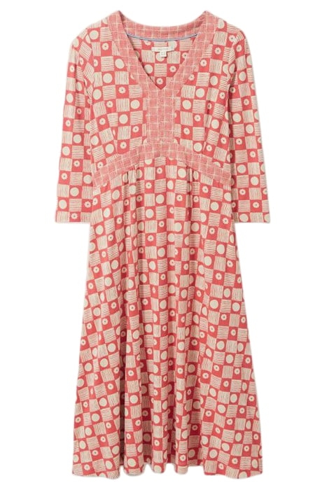 ESME JERSEY MIDI DRESS RED MULTI 2