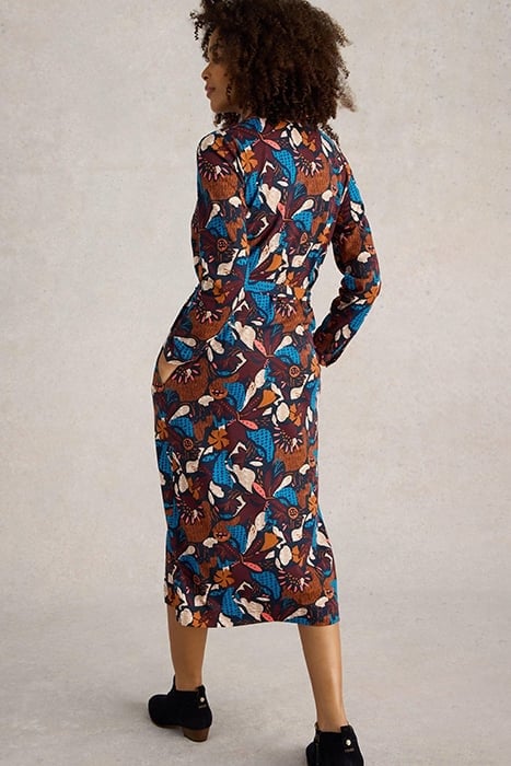 ANNIE JERSEY SHIRT DRESS NAVY PRINT 2