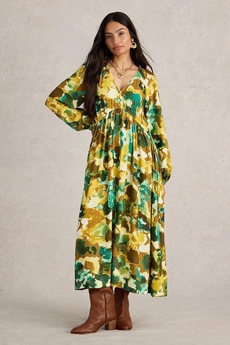 IMOGEN MIDI DRESS YELLOW PRINT 1
