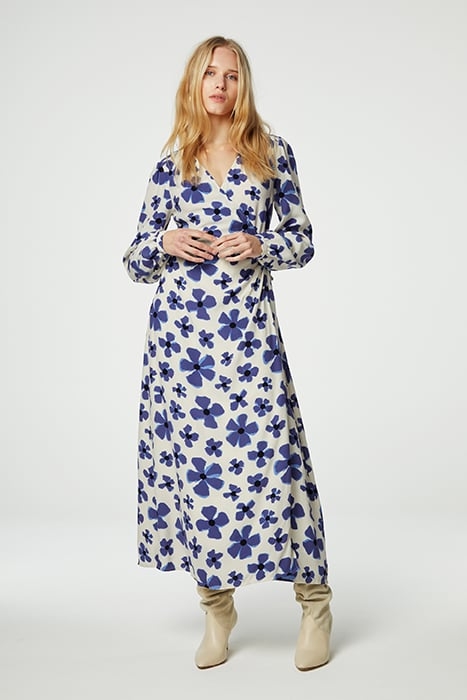 NIA DRESS CREAM WHITE/BLUE NIG 1