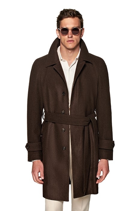 DARK BROWN BELTED OVERCOAT 1