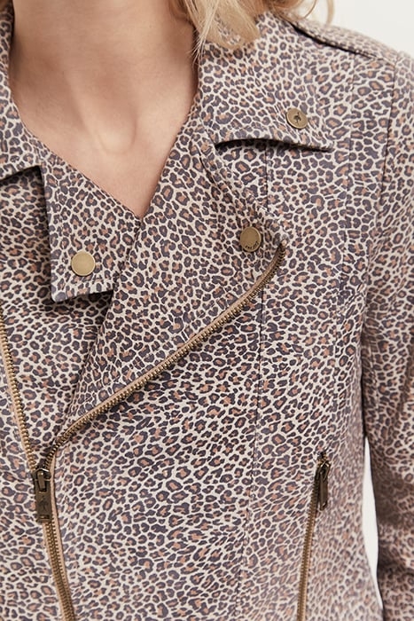 DEAN - LEOPARD PRINT BIKER SAND JACKET 4