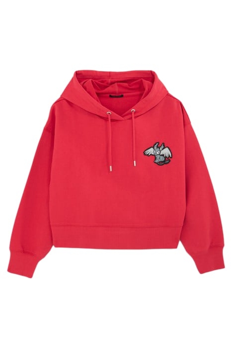 CRIMSON RED HOODIE WITH EMBROIDERED DRAGON 4